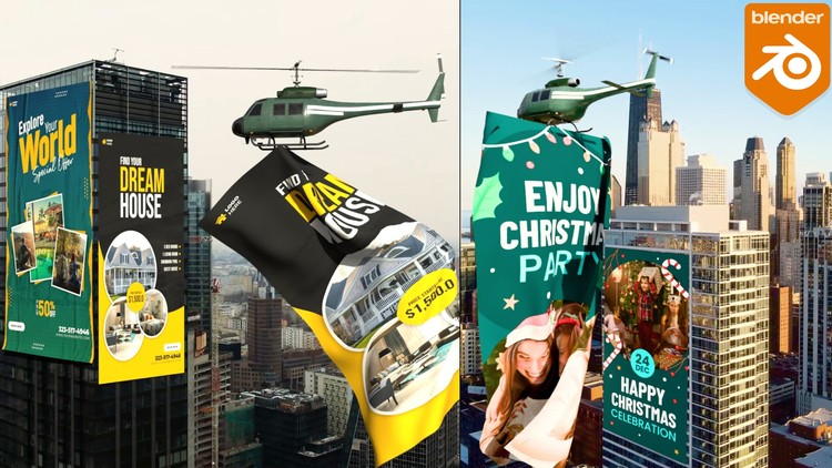 Learn Blender VFX CGI Ads Banner Unroll Pro Level CGI By My 3D Class